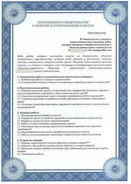 Приложение к свидетельству о допуске к строительным работам Белореченск СРО в строительстве